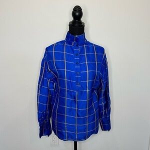 TELA Made in Italy Blue Oversized Balloon Sleeve Blouse
